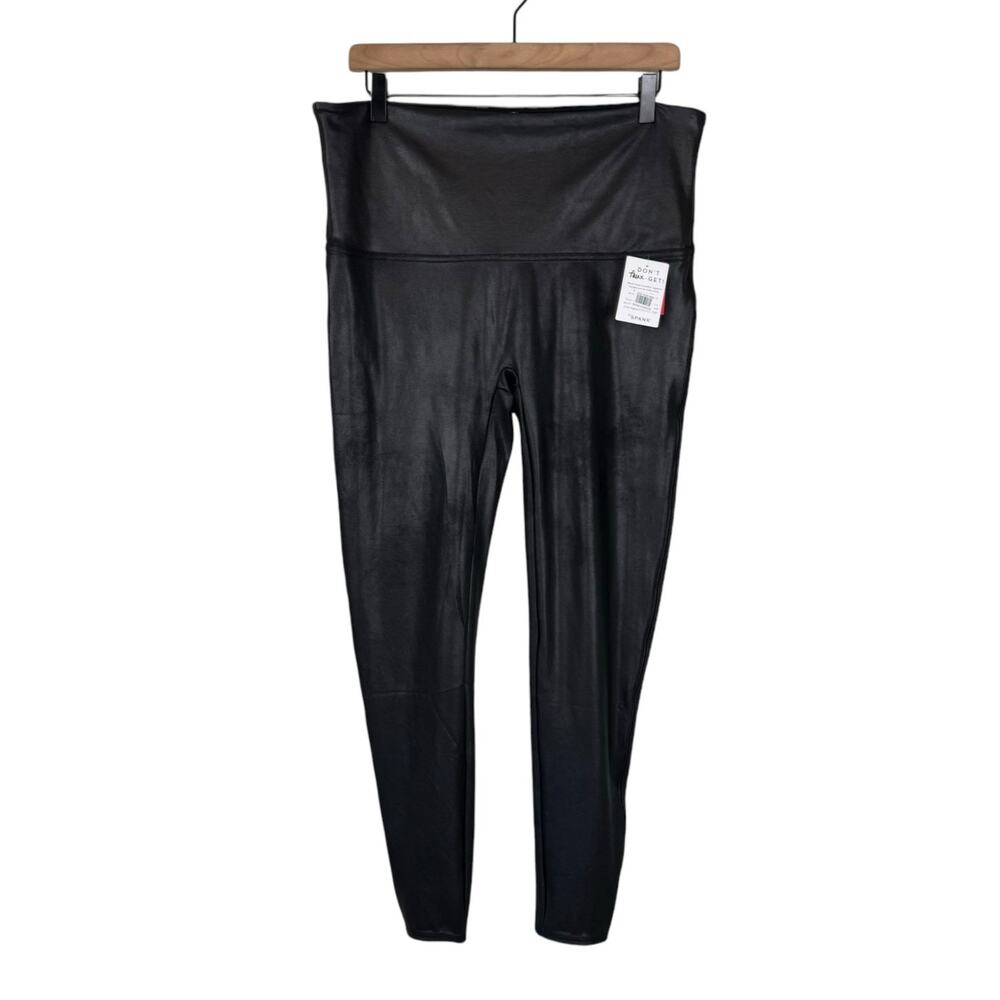 Spanx NWT SPANXshape Faux Leather Black High Waist Tummy Control Leggings - Picture 3 of 11